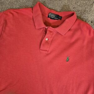 Polo Ralph Lauren Shirt Mens Large Red Golf Polo Green Pony Logo